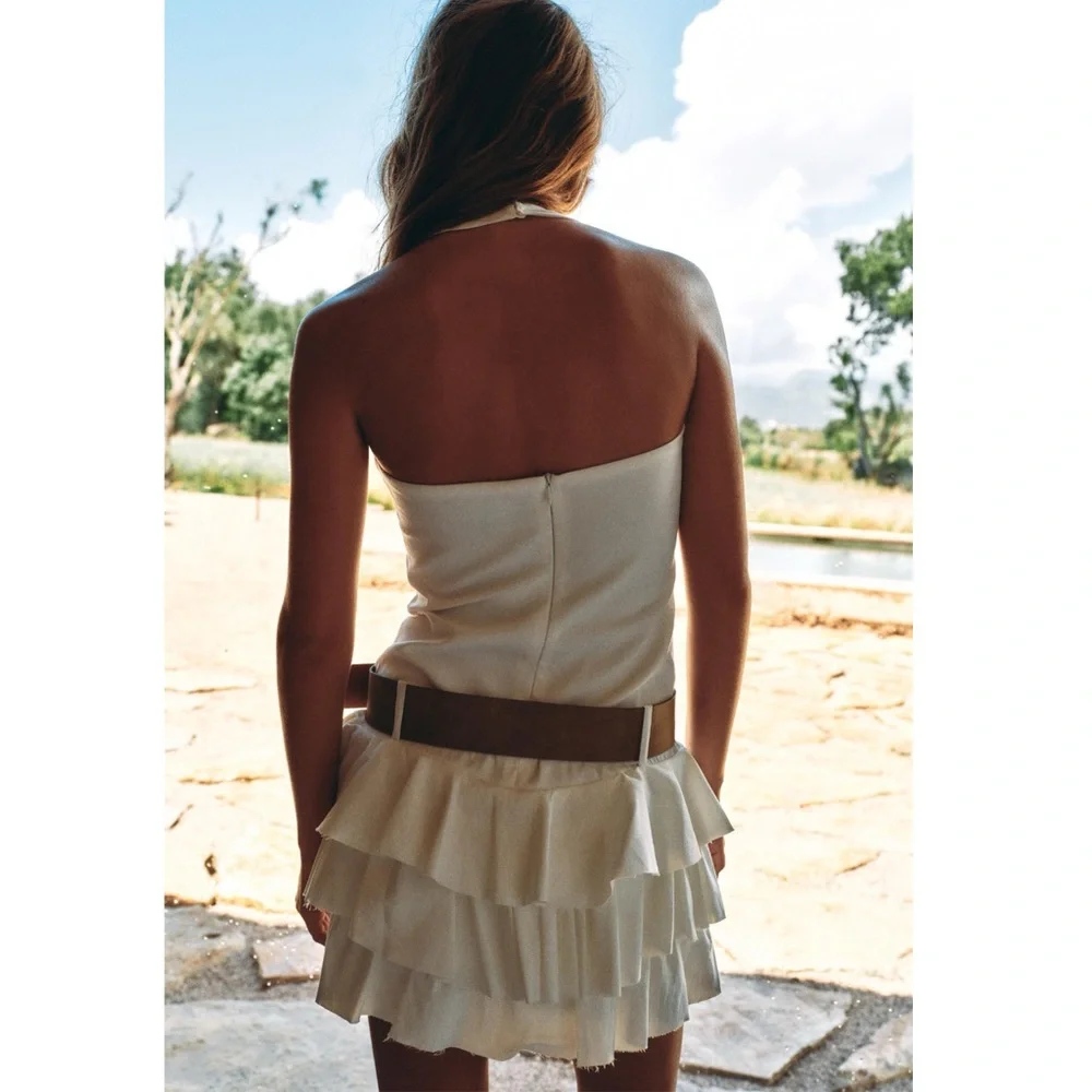 Zara BELTED RUFFLED DRESS - Picture 9 of 16